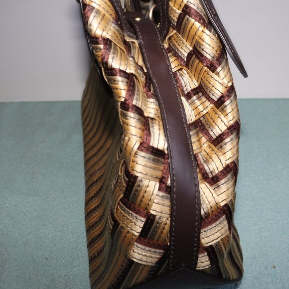 NWT COLE HAAN Genevieve Woven Triangle Hobo Shoulder Handbag Tote Silk Raffia - Picture 7 of 12